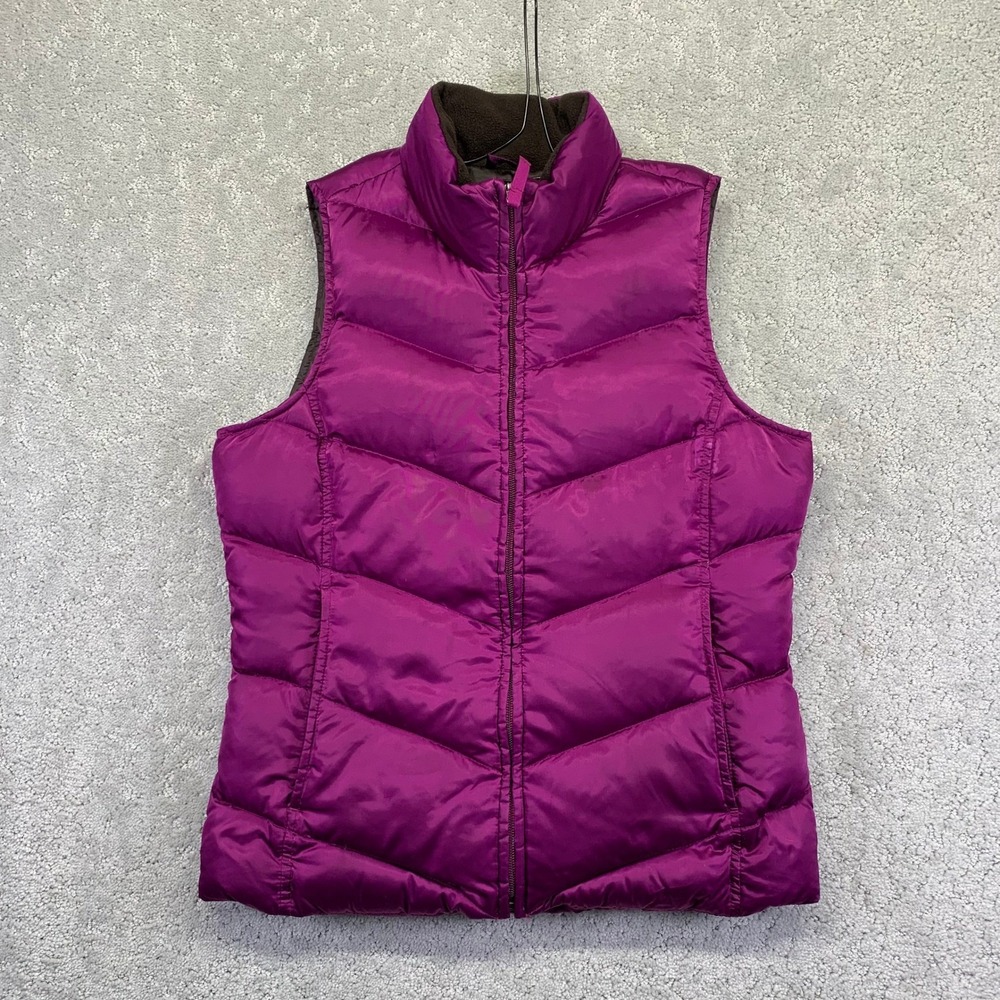 Eddie Bauer Womens Down‎ Vest Purple Puffer Full Zip Stand Collar Lightweight XS